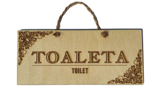 Drewniana Tabliczka Toaleta Toilet Grawerowana