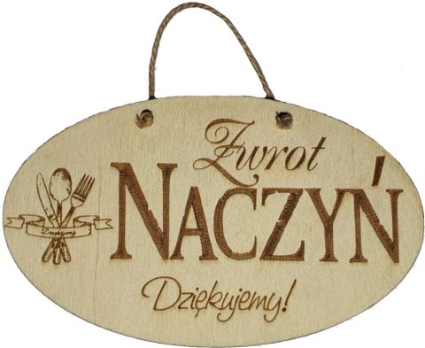 Tabliczka Drewniana "Zwrot naczyń" Grawer Kierunek