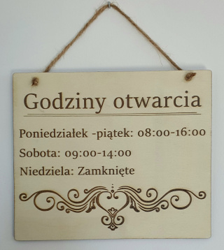 Tabliczka personalizowana Godziny otwarcia grawer