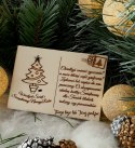 Kartka świąteczna życzenia drewniana grawer choinka