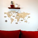 Drewniana Mapa Świata Dekoracja na ścianę 180cm