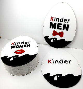 Dekoracyjne Jajko w Stylu Kinder, Pudełko na Prezent - „Kinder Men” , „Kinder Women” lub "Kinder"