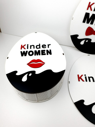 Dekoracyjne Jajko w Stylu Kinder, Pudełko na Prezent - „Kinder Men” , „Kinder Women” lub "Kinder"