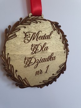 Złoty Medal Prezent Dla Babci i Dziadka drewniany