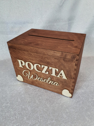 Drewniane Pudełko na Koperty z Kluczykiem – Poczta Weselna Boho, Personalizowane