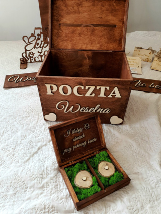 Drewniane Pudełko na Koperty z Kluczykiem – Poczta Weselna Boho, Personalizowane