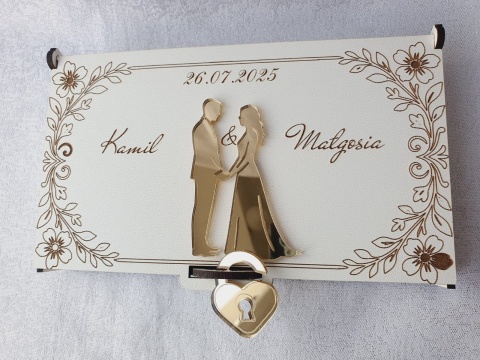 Białe pudełko na pieniądze z akrylowym akcentem Białe pudełko na pieniądze z akrylowym akcentem