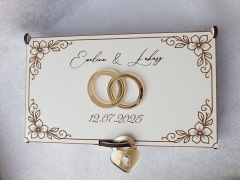 Białe pudełko na pieniądze z akrylowym akcentem Białe pudełko na pieniądze z akrylowym akcentem