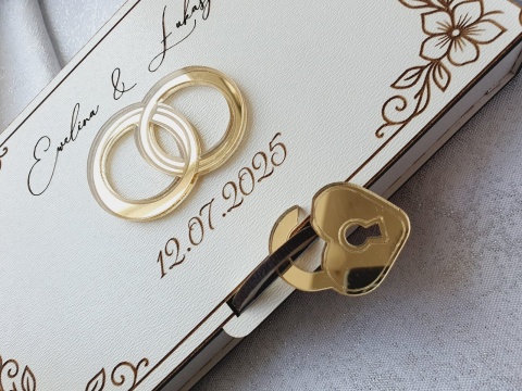 Białe pudełko na pieniądze z akrylowym akcentem Białe pudełko na pieniądze z akrylowym akcentem