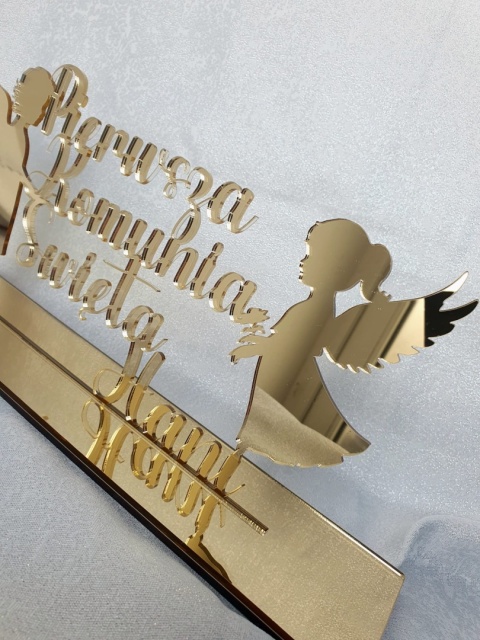 Dwa Anioły – Dekoracja na Pierwszą Komunię Świętą Chrzest Święty Napis z Imieniem