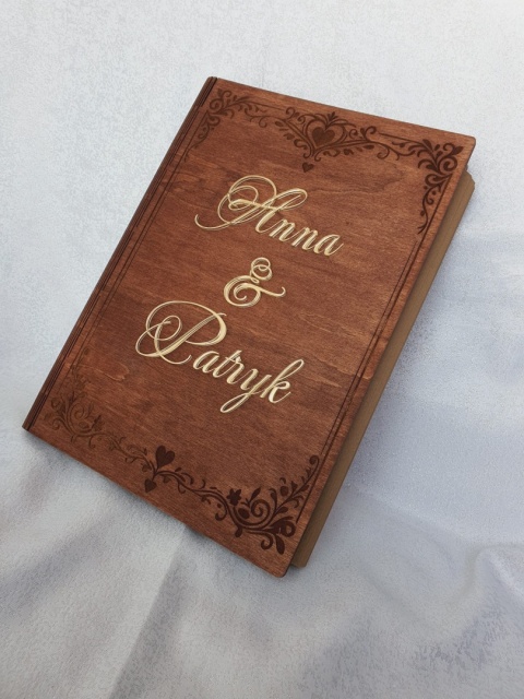 Księga gości drewniana kartek na zdjęcia wpisy boho do 100 kartek