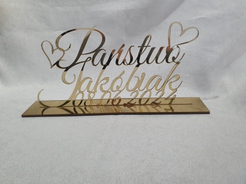 Lustrzany Napis na Stół Państwa Młodych – Złoty lub Srebrny, Stylowy Akcent