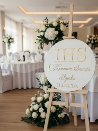 Personalizowane Koło Dekoracyjne 60 cm Ozdoba na Komunię, Chrzest i Ślub
