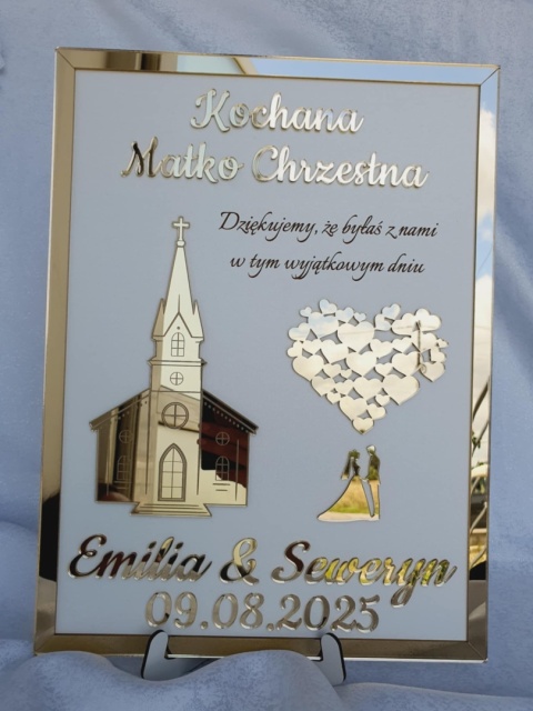 Podziękowania Ślubne z Pleksi – Motyw Kościoła, Elegancka Ramka z Personalizacją